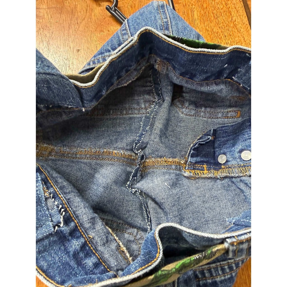 Handmade Upcycled Denim Tote Bag John Deere Tractor Ribbon Belt Blue Jeans Purse - Picture 4 of 8